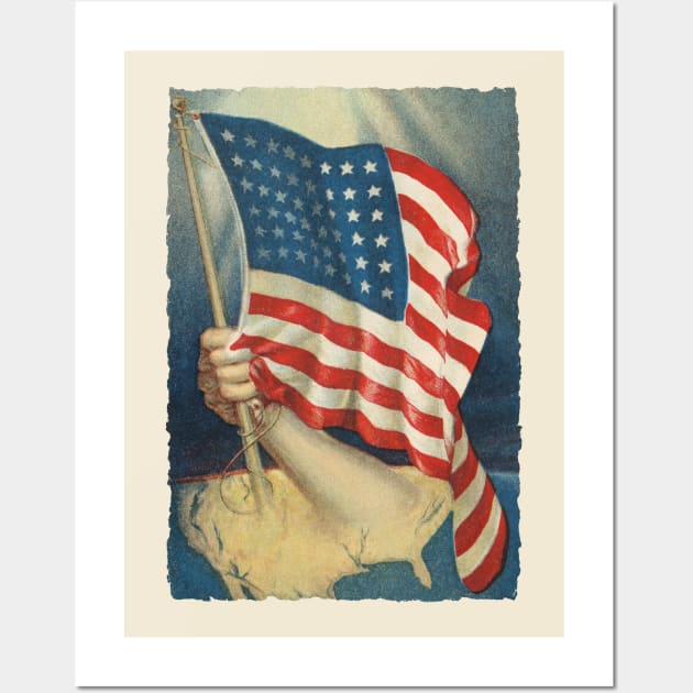 The Arm of America with the Flag Vintage Postcard Art Wall Art by MatchbookGraphics